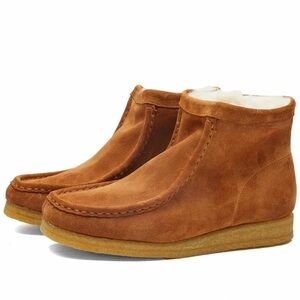 Clark’s wallabee hi chukka boot caramel suede fur lined women’s sz 7.5 RARE